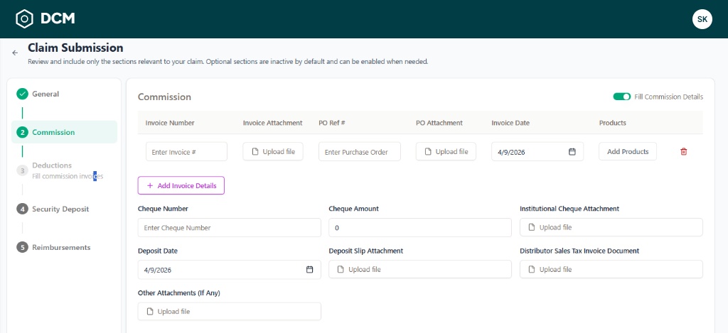 Submission Wizard Screen